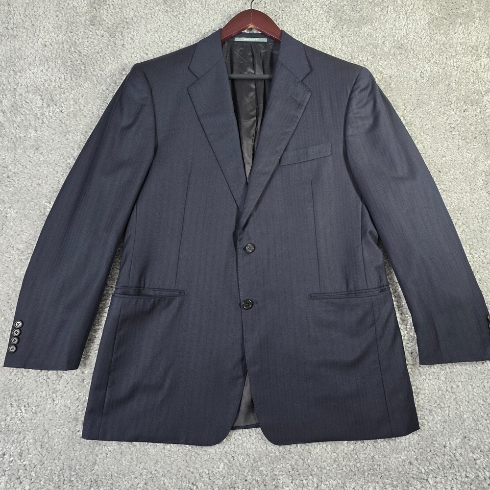 Hickey Freeman‎ Mens 42R Blue Stripe Loro Piana Wool Blazer Office Old Money